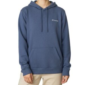 Columbia Classic Back Graphic Logo Hoodie Steel Blue Kangaroo Pocket Size L